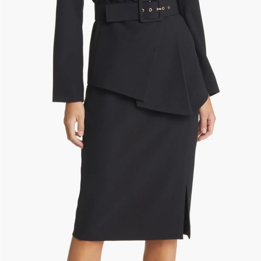Tahari ASL Black Midi Pencil Skirt with Asymmetrical Slit